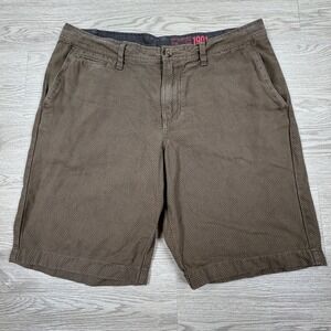 1901 Men's Shorts Slim Fit‎ Brown Micro Pattern 34 Cotton Casual Flat Front